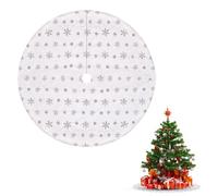 Neel Blue 1 Metre White Velvet Christmas Tree Skirt With Silver Snowflakes Pattern Tree Base