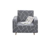 Neel Blue 1 Seater Ultra Soft Super Stretch Sofa Slipcover Armchair Sofa Cover Protector - Light Grey/white
