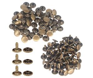 Neel Blue 10.5mm X 12mm Extra Long Double Cap Tubular Rivets, Bronze, 50Pcs