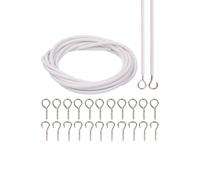 Neel Blue 10 Metres Curtain Wire with 20pcs Hooks, Net Curtain Cord in White Neel Blue White