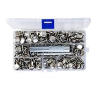 Neel Blue 100Pcs Double Cap Rivets With 3 Fixing Tools, Leather Rivets Tubular Metal Studs, 8mm