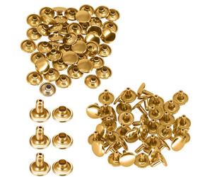 Neel Blue 100Pcs Double Cap Tubular Rivets, Gold - 15mm X 13.5mm