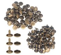 Neel Blue 100Pcs Double Cap Tubular Rivets Metal Studs, Bronze - 6mm X 5mm