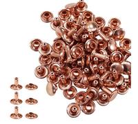 Neel Blue 100Pcs Double Cap Tubular Rivets, Rose Gold - 4mm X 4mm