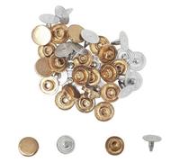 Neel Blue 100Pcs Flat Head Brass Rivets Studs, Denim & Leather Rivets, Gold, 10mm