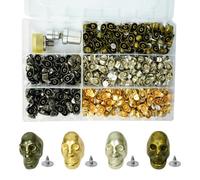Neel Blue 100Pcs Skull Head Rivets & Back Pin With Fixing Dies Set, 9mm X 15mm