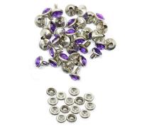 Neel Blue 10mm Diamante Rivets With Pins, Purple Crystal Rivets Rhinestone Studs, 10Pcs