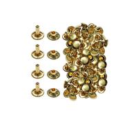Neel Blue 10mm Double Cap Rivet Tubular Metal Studs, Leather Rivets - 100pcs in Gold Neel Blue Gold