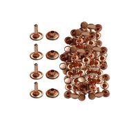 Neel Blue 10mm Double Cap Rivet Tubular Metal Studs, Leather Rivets - 100pcs in Rose Gold Neel Blue Rose Gold
