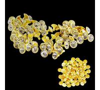 Neel Blue 10mm Flat Diamante Rivets With Pins, Clear Crystal Rivets, Gold, 100Pcs