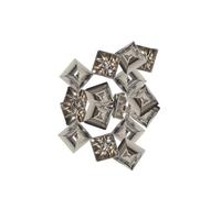 Neel Blue 10mm Silver Square Brass Pyramid Studs With Base Pin Rivets - Pack Of 50