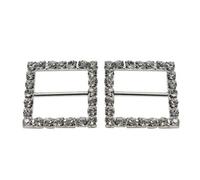 Neel Blue 10Pcs Diamante Buckle, Square Crystal Slider Buckle, 16mm X 16mm