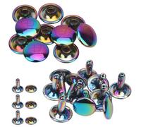 Neel Blue 10Pcs Double Cap Tubular Rivets, Rainbow - 9mm X 7.5mm