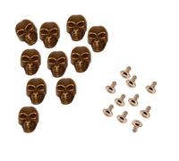 Neel Blue 10Pcs Metal Skull Head Rivets Studs With Back Pin For Jackets, Bags, Bronze - 8mm X 13mm
