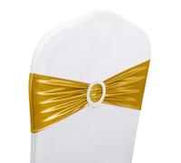 Neel Blue 10Pcs Shiny Polyester & Spandex Chair Bands With Slider Buckle - Gold