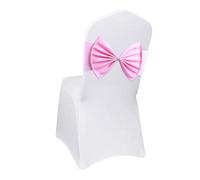 Neel Blue 10Pcs Wider Chair Bows Sash Band With Slider Buckle, Baby Pink