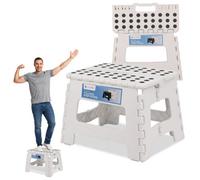 Neel Blue 11 Inch Folding Step Stool, Portable Anti-Slip Plastic Stool, White