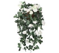 Neel Blue 110cm Artificial Rose Garland Vine Hanging Silk Garland, 18 Flowers in White Neel Blue White