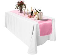 Neel Blue 11X 108 Inch Plain Satin Silk Table Runner, Baby Pink