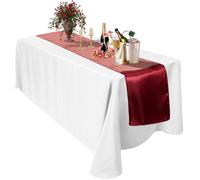 Neel Blue 11X 108 Inch Plain Satin Silk Table Runner, Burgundy