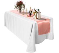 Neel Blue 11X 108 Inch Plain Satin Silk Table Runner, Coral