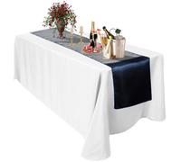 Neel Blue 11X 108 Inch Plain Satin Silk Table Runner, Navy