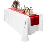 Neel Blue 11X 108 Inch Plain Satin Silk Table Runner, Red