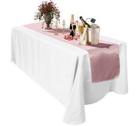 Neel Blue 11X 108 Inch Plain Satin Silk Table Runner, Rose Gold