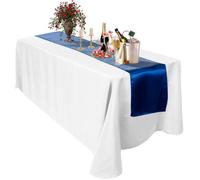 Neel Blue 11X 108 Inch Plain Satin Silk Table Runner, Royal Blue