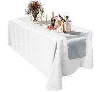 Neel Blue 11X 108 Inch Plain Satin Silk Table Runner, White