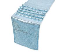 Neel Blue 11X108 Inch Shimmer Sequin Table Runner Glitter Fabric, Baby Blue