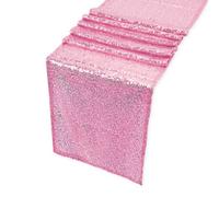 Neel Blue 11X108 Inch Shimmer Sequin Table Runner Glitter Fabric, Baby Pink