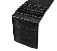 Neel Blue 11X108 Inch Shimmer Sequin Table Runner Glitter Fabric, Black