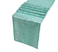 Neel Blue 11X108 Inch Shimmer Sequin Table Runner Glitter Fabric, Mint