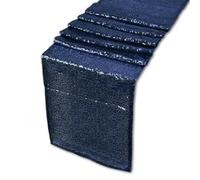 Neel Blue 11X108 Inch Shimmer Sequin Table Runner Glitter Fabric, Navy