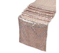Neel Blue 11X108 Inch Shimmer Sequin Table Runner Glitter Fabric, Nude