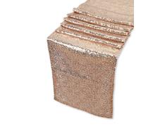 Neel Blue 11X108 Inch Shimmer Sequin Table Runner Glitter Fabric, Rose Gold