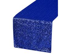 Neel Blue 11X108 Inch Shimmer Sequin Table Runner Glitter Fabric, Royal Blue