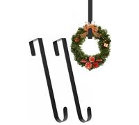 Neel Blue 12-inch White Metal Wreath Door Hanger, Door Adjustable Hook - 2pcs in Black Neel Blue Black
