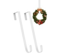 Neel Blue 12-inch White Metal Wreath Door Hanger, Door Adjustable Hook - 2pcs Neel Blue White