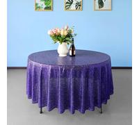 Neel Blue 120 Inch Round Sequin Tablecloth, Purple