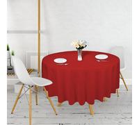 Neel Blue 120 Inch Round Spun Polyester Table Cloth, Water Resistant Linen Table Cover, Red