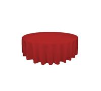 Neel Blue 120 Inch Round Table Cloth, Spun Polyester Linen Tablecloth in Red Neel Blue Red