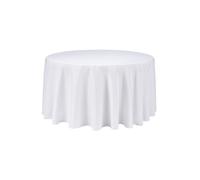Neel Blue 120 Inch Round Table Cloth, Spun Polyester Linen Tablecloth in White Neel Blue White
