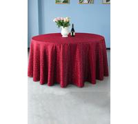 Neel Blue 120" Round Damask Tablecloth, Swirl Pattern Table Cover in Red Neel Blue Red