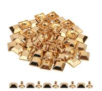 Neel Blue 12mm Gold Pyramid Feet Cap With 7mm Back Rivets - 25Pcs