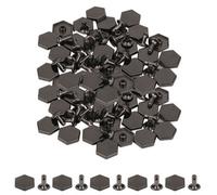 Neel Blue 12mm Gunmetal Hexagonal Feet Cap With 7mm Rivets Studs - 25Pcs