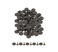 Neel Blue 12mm Hexagonal Feet Cap with 7mm Rivets Studs - 25pcs in Black Neel Blue Black