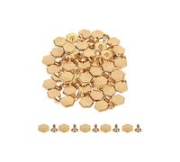 Neel Blue 12mm Hexagonal Feet Cap with 7mm Rivets Studs - 25pcs in Gold Neel Blue Gold