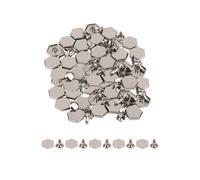 Neel Blue 12mm Hexagonal Feet Cap with 7mm Rivets Studs - 25pcs in Silver Neel Blue Silver